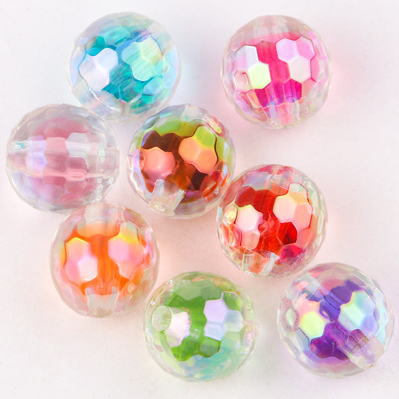 Iridescent Faceted Acrylic Beads 16mm Colorful Mixed 50pcs 3