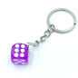 Resin Mini Dice Keychain Colorful Translucent Cube on Silver Chain 12