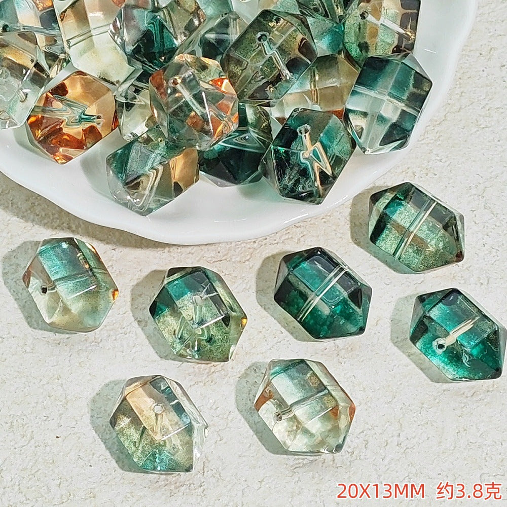 Gradient Faceted Hexagonal Prisms Glass Beads 20mm 25pcs 12