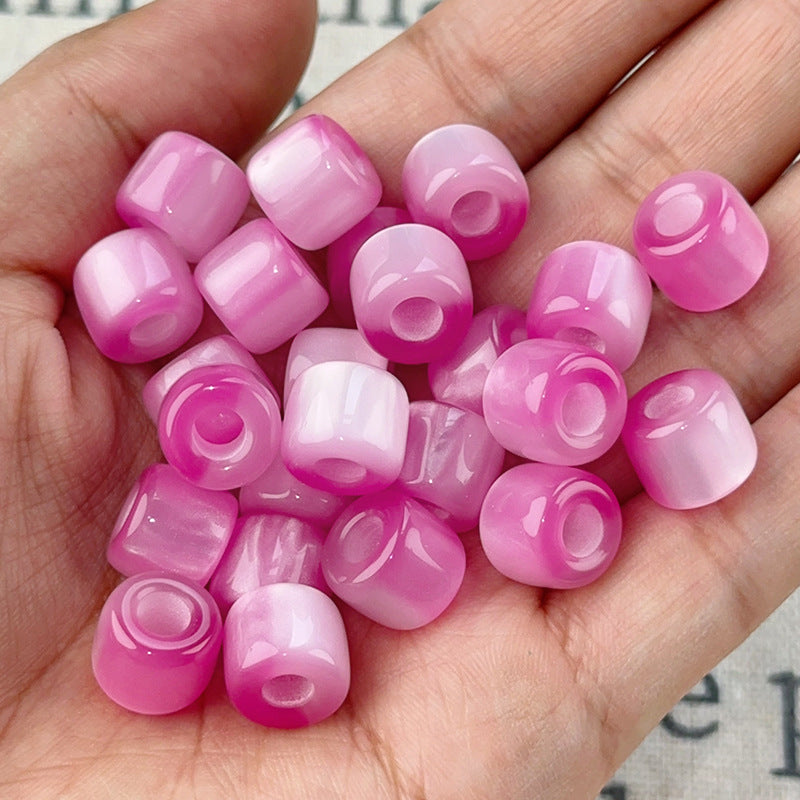 Gradient Color Resin Barrel Beads 10mm Chunky Navy to Sky Blue 10pcs 10