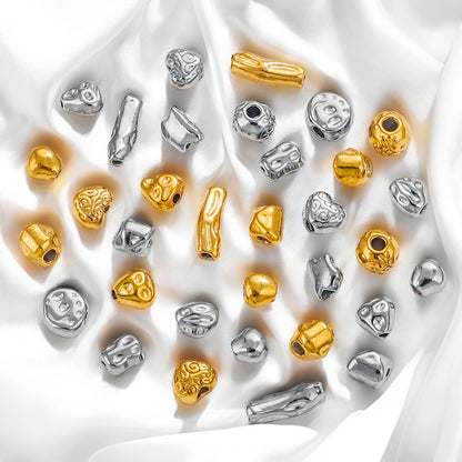 Stainless Steel Baroque Metal Beads Textured Vintage Style 20pcs 4