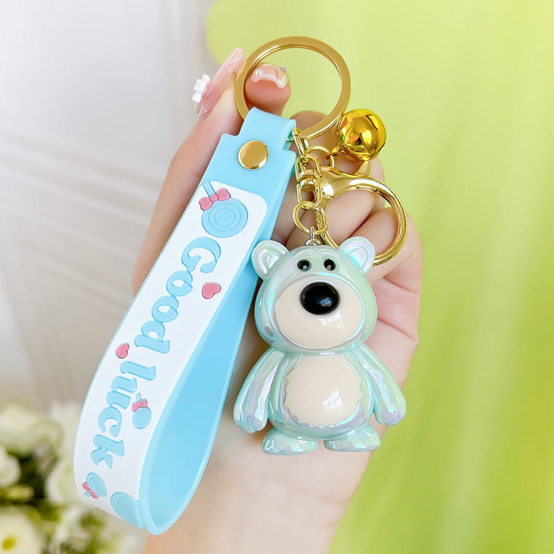 Acrylic Cartoon Bear Keychain Electroplated Finish Cute Charm 5