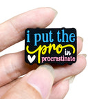 Silicone Focal Beads English I Put The Pro In Procrastinate Text 20pcs 5