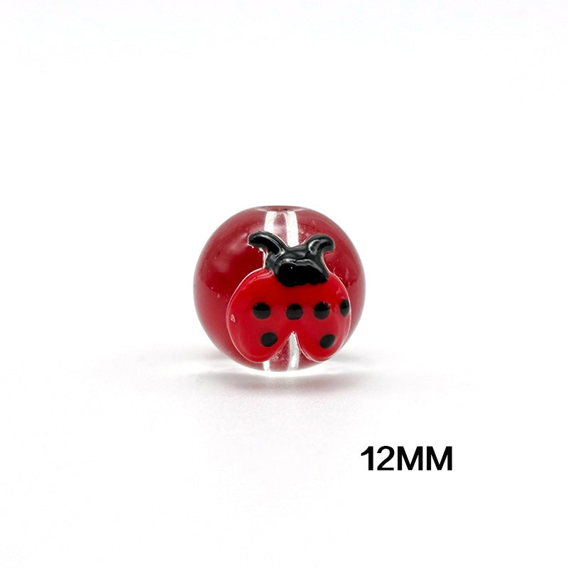 Hand Painted Christmas Enamel Glass Beads 12mm 14mm 1pc 26