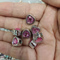 Colored Heart Flat Acrylic Beads 12mm Rhinestone Embeded 100pcs 3