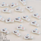 Running Bunny Ceramic Beads 25mm Hand Painted Cute Design 2pcs 3