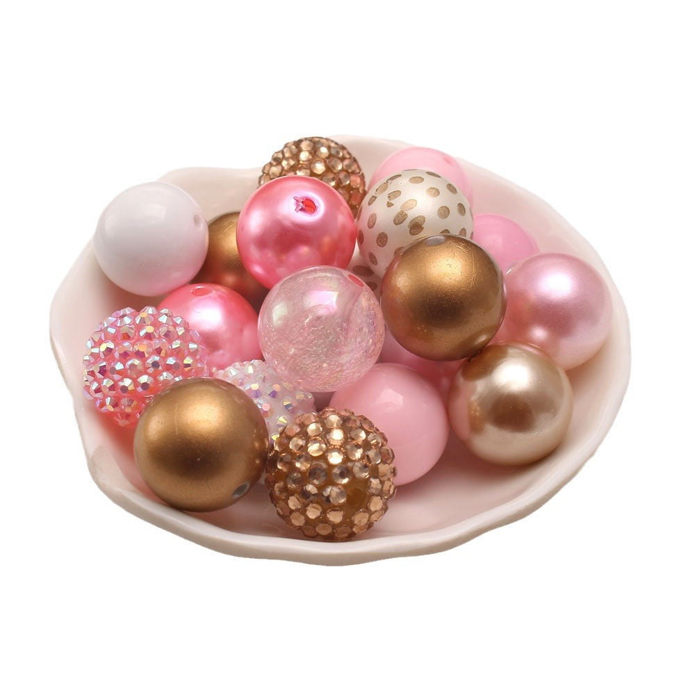 Bubblegum Beads 20mm Pink White Gold Polka Dot Chunky Mix 50pcs 4