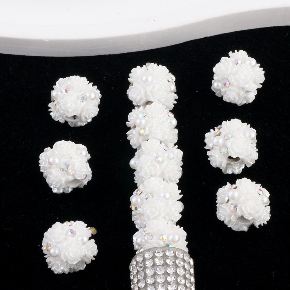 Flower Cluster Clay Beads 13mm Vintage Rose Polymer 10pcs 6