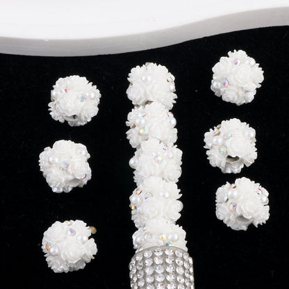 Flower Cluster Clay Beads 13mm Vintage Rose Polymer 10pcs 6