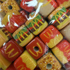 Painted Round Acrylic Beads 16mm McDonald Hamburger Design 100pcs 10
