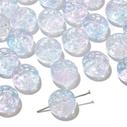 Transparent Floral Round Glass Beads 13mm Pastel Mixed 20pcs 7