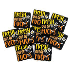 Silicone Focal Beads Fresh Out Of Fucks Bold Yellow Lettering Daisy Design 20pcs 4