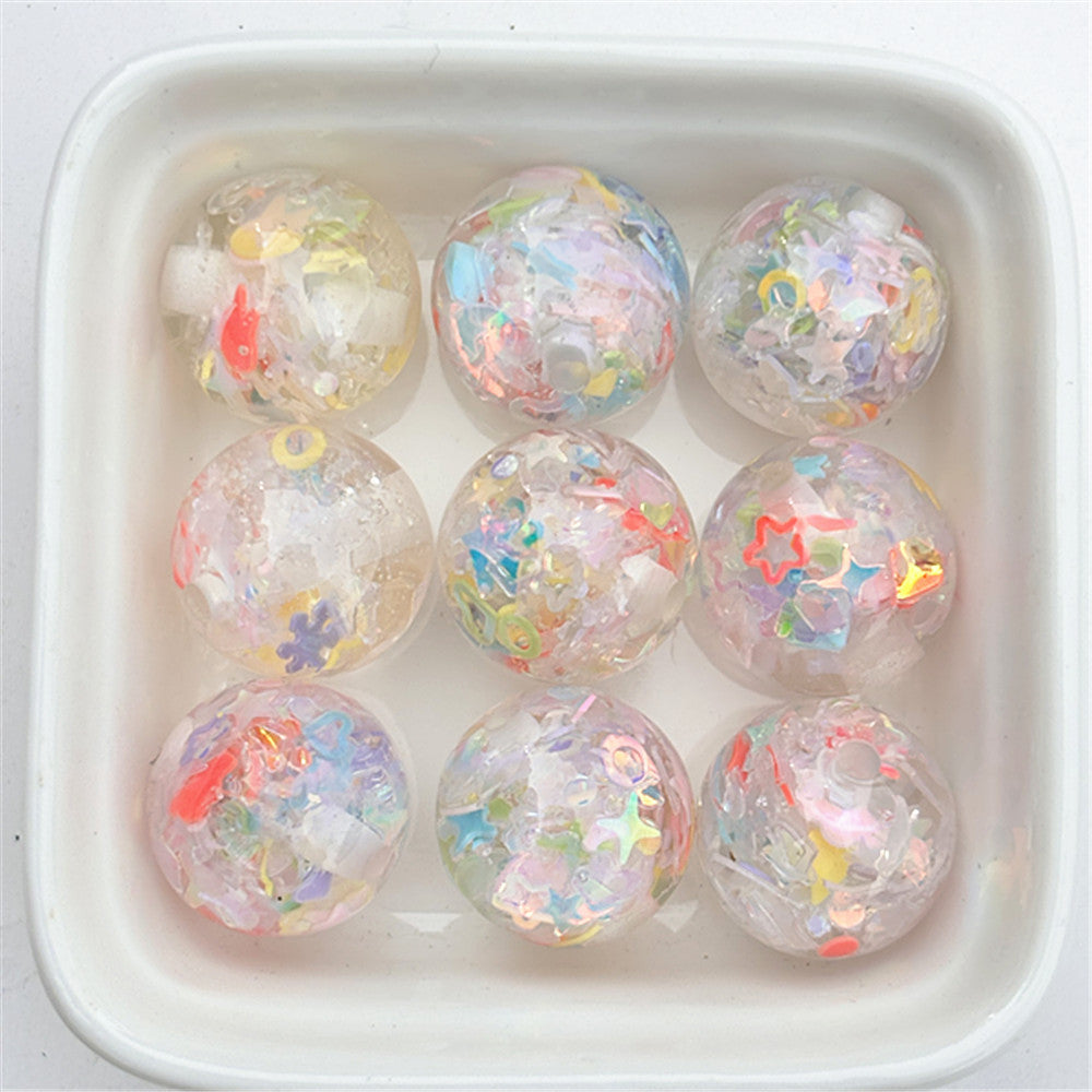 Snowflake Resin Beads 16mm Clear Sequin Filled Round 50pcs 4