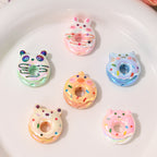Animal Donut Resin Beads 20mm Glossy Pastel Shimmer 10pcs