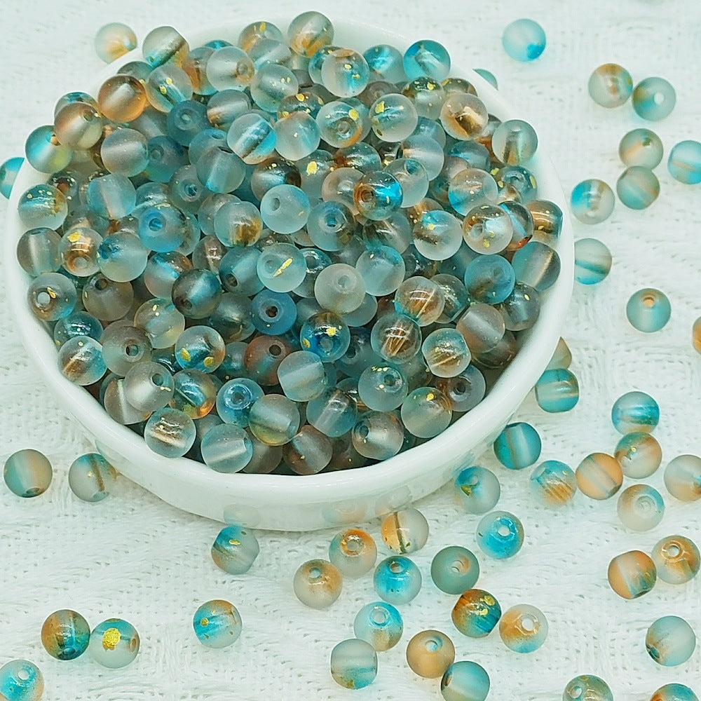 Frosted Round Glass Beads 6mm Colorful Speckled Matte Finish 50pcs 39