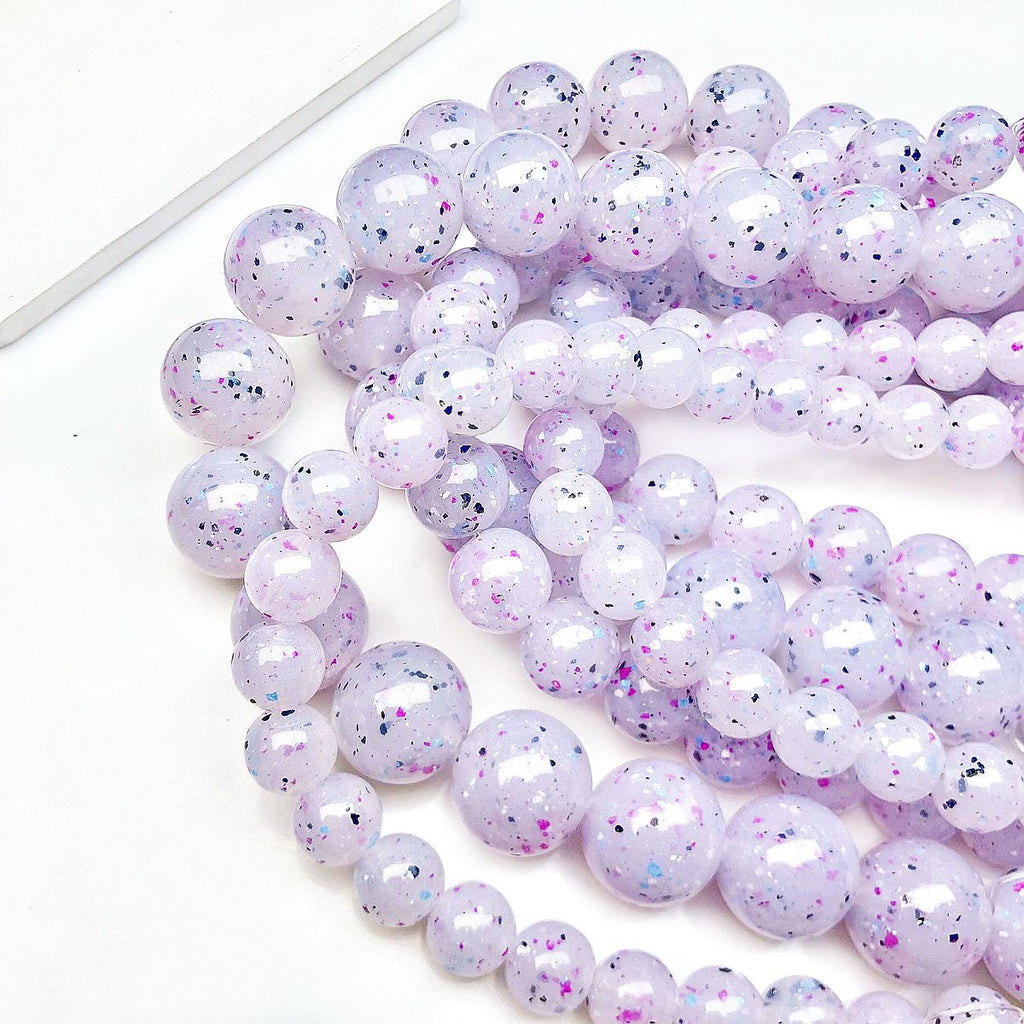 Glitter Round Acrylic Beads 10-14mm Lavender Purple Shimmer 100pcs 4
