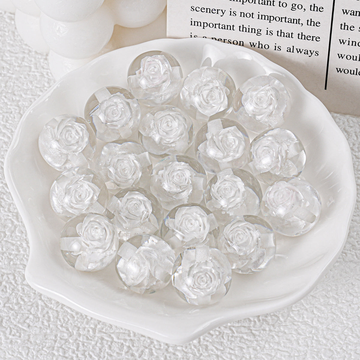 Blooming Flower Resin Beads 16mm Round Colorful 20pcs 9