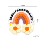 Silicone Focal Beads Flower Rainbow Do What Makes You Happy 20pcs 2