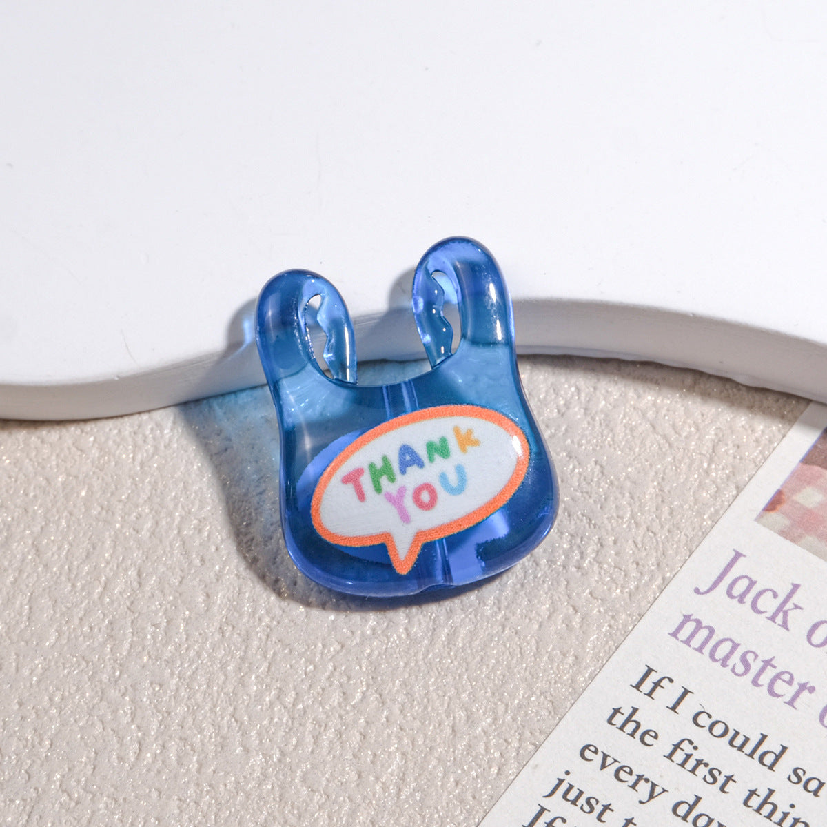 Transparent Handbag Acrylic Beads 25mm Cartoon Pattern Printed 10pcs 12