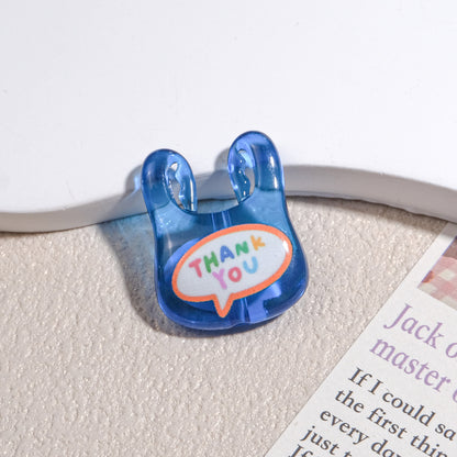 Transparent Handbag Acrylic Beads 25mm Cartoon Pattern Printed 10pcs 12