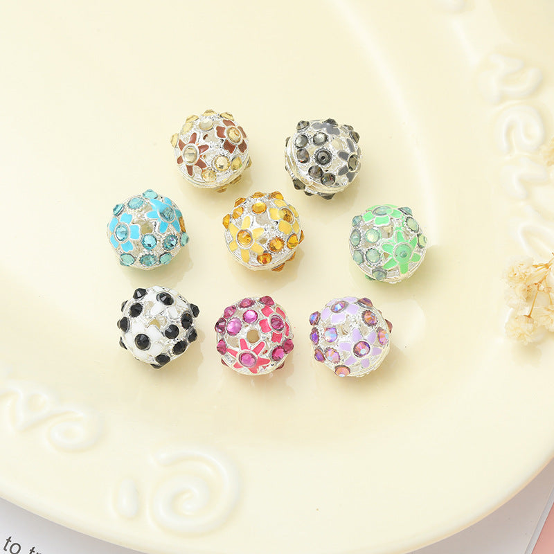 Round Rhinestone Beads 16mm Clustered Crystal Alloy 10pcs 2