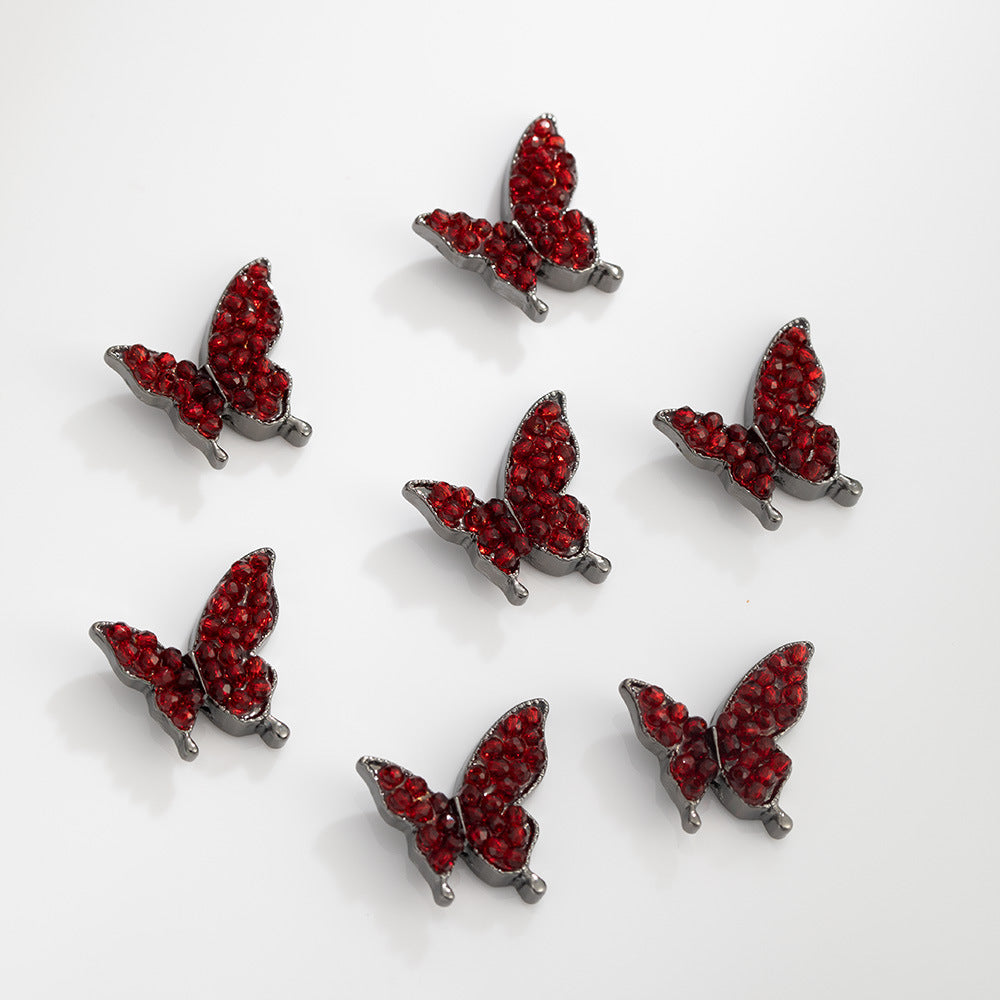 Butterfly Rhinestone Beads 20mm Colorful Alloy Embedded 10pcs 6