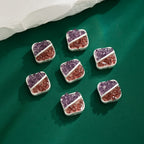 Two Color Square Rhinestone Beads 14mm Fragmented Zinc Alloy 5pcs 4
