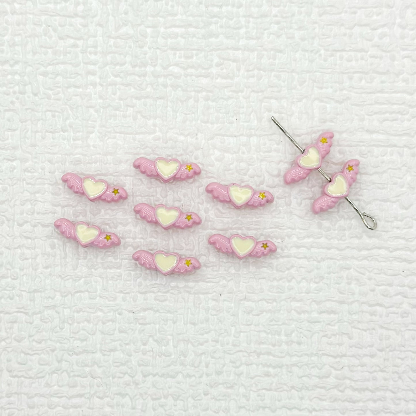 Heart Wing Metal Beads 14mm Bright Enamel Painted Alloy 20pcs 12