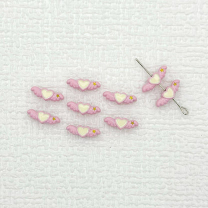 Heart Wing Metal Beads 14mm Bright Enamel Painted Alloy 20pcs 12