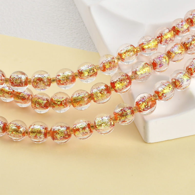 Lampwork Glass Beads Iridescent Silver Foil Filled 10mm 10pcs 13