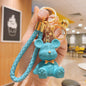 Resin Bear Keychain Embossed Lucky Letter Gold Bowtie Charm 8