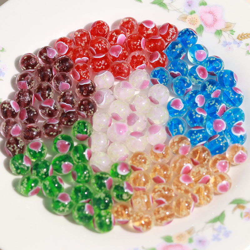 Lampwork Glass Beads Heart 10mm Glow In The Dark Painted 50pcs