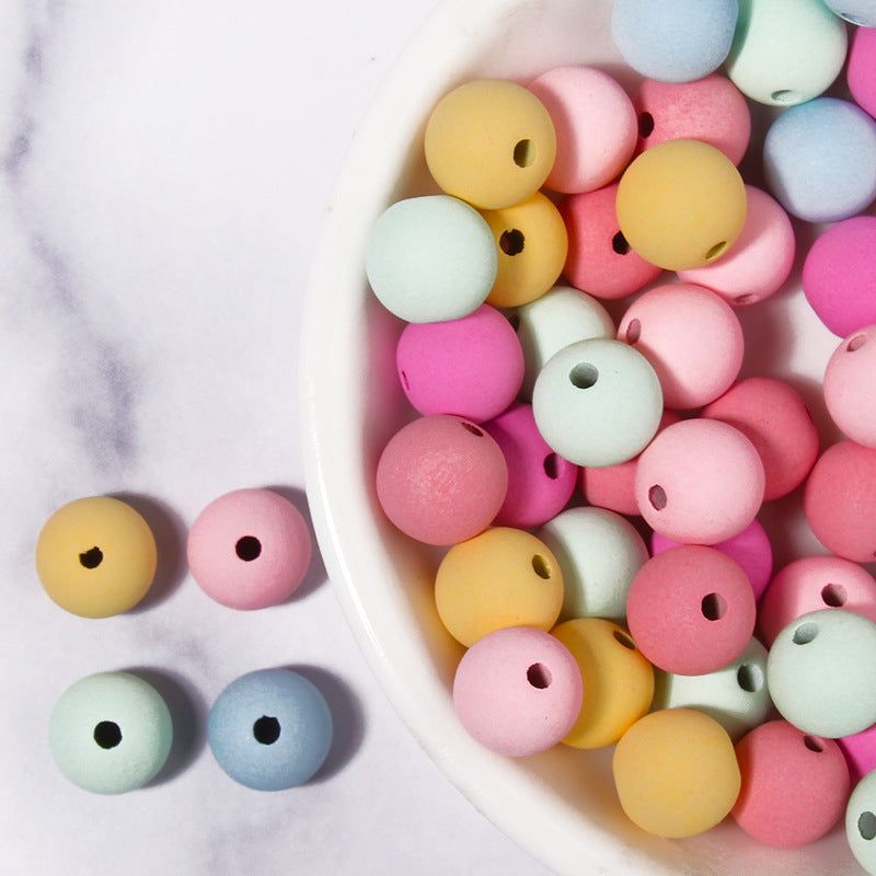 Frosted Acrylic Round Beads 6-10mm Macaron Color 100pcs 6