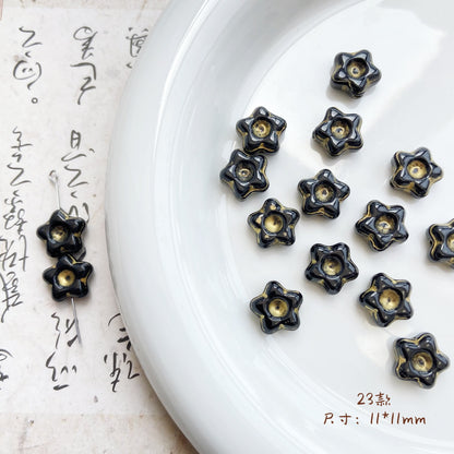Forest Series Gilded Lampwork Glass Beads Nature Inspired Vintage 10pcs 25