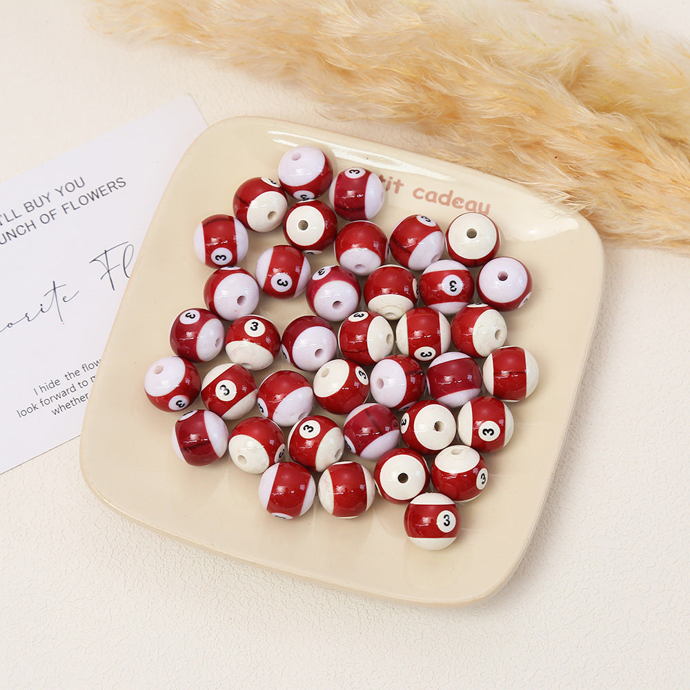 Painted Billiards Acrylic Beads 16mm Creative Colorful 100pcs 3