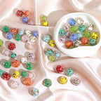 Lampwork Glass Beads Round 8 10 12mm Colorful Gold Foil 100pcs