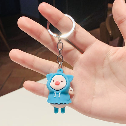 Cartoon Silicone Pig Keychain Cute Animal Charm in Bright Colors 9