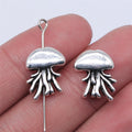 Jellyfish Metal Beads 15mm Antique Silver Tone Alloy 20pcs