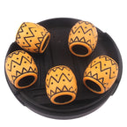Vintage Patterned Acrylic Beads 15mm Imitation Wood Plastic Dreadlock 10pcs 4
