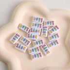 Rectangular Acrylic Beads 19mm Glossy Love Slogan Printed 20pcs 2