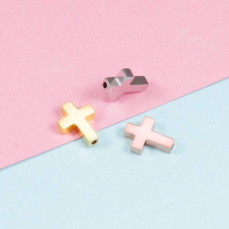 Stainless Steel Cross Metal Beads 13mm Polished Mirror Surface 10pcs 2