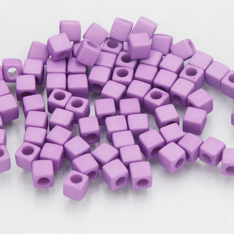 Square Acrylic Beads 7mm Large Hole Chunky Mixed Colors 100pcs 15