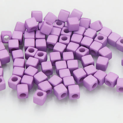Square Acrylic Beads 7mm Large Hole Chunky Mixed Colors 100pcs 15