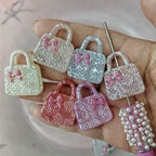 UV Plating Lace Handbag Acrylic Beads 26-32mm Soft Pastel 50pcs