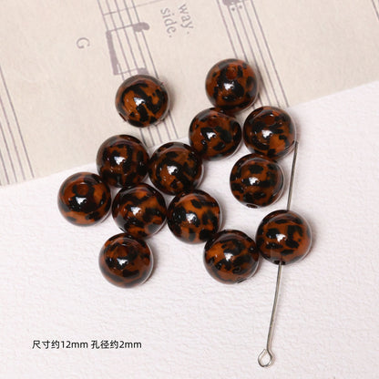 Leopard Pattern Geometric Shape Acrylic Beads Wild Animal Print 10pcs 9
