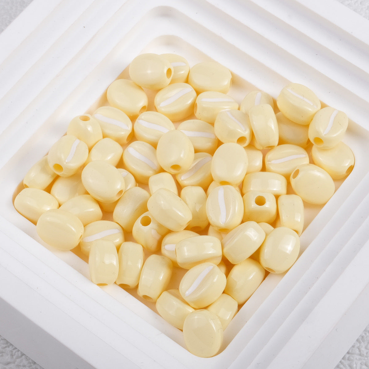 Macaron Colored Coffee Bean Acrylic Beads 9mm Glossy Finish 50pcs 8