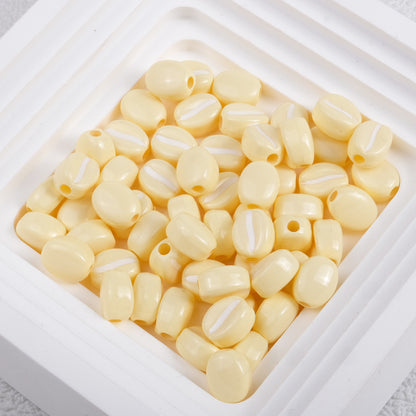 Macaron Colored Coffee Bean Acrylic Beads 9mm Glossy Finish 50pcs 8