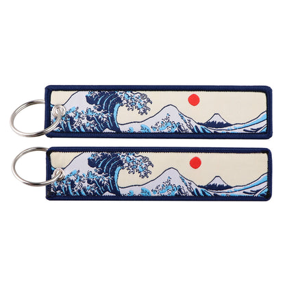 Double Sided Ukiyo Fabric Lanyard Keychain Japanese Motif 2pcs 5