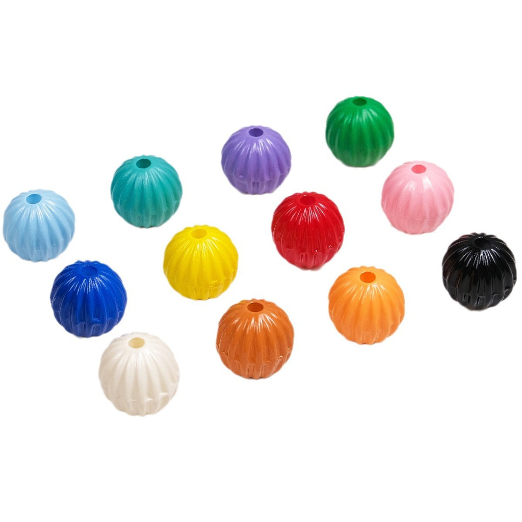 Painted Pumpkin Acrylic Beads 9mm Striped Bright Colors 100pcs 2