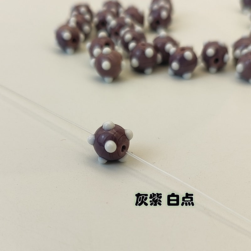 Lampwork Glass Beads Sea Urchin 11mm Handmade Polka Dotted 14pcs 27